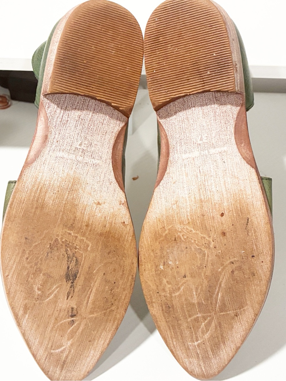 Free People Green Leather Royale Flat Dorsey Slip on Shoe Size 37/7 - Picture 6 of 7